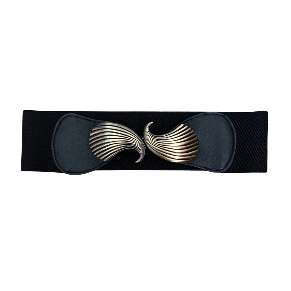 Black Wide Metal Stretchband Belt Size S/M